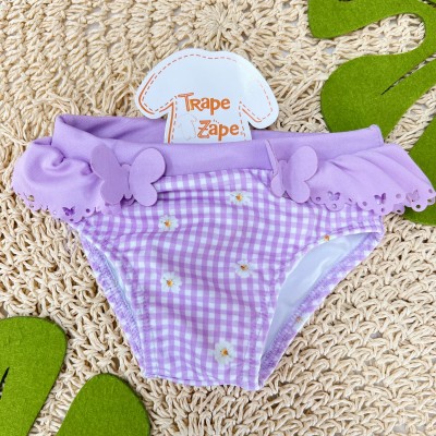  Verão 24/25 - Praia Blusa Ursinha com Proteção FPS 50 e Calcinha Borboleta - Lilás